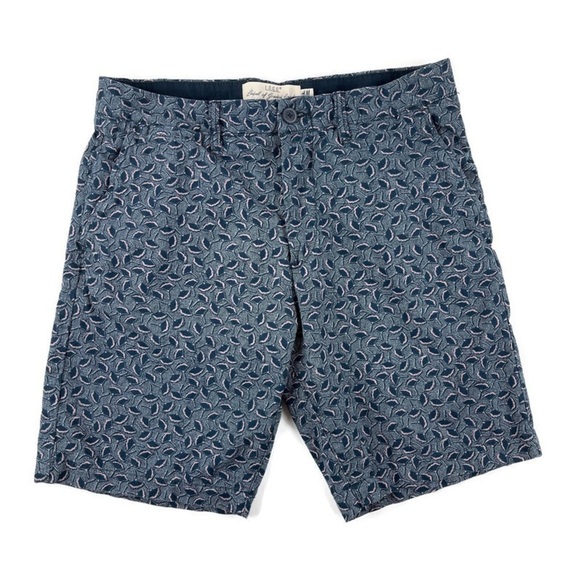 H&M L.O.G.G. Shorts Mens 30 Blue Leaf Print Casual Summer Patterned Lightweight - Picture 1 of 9